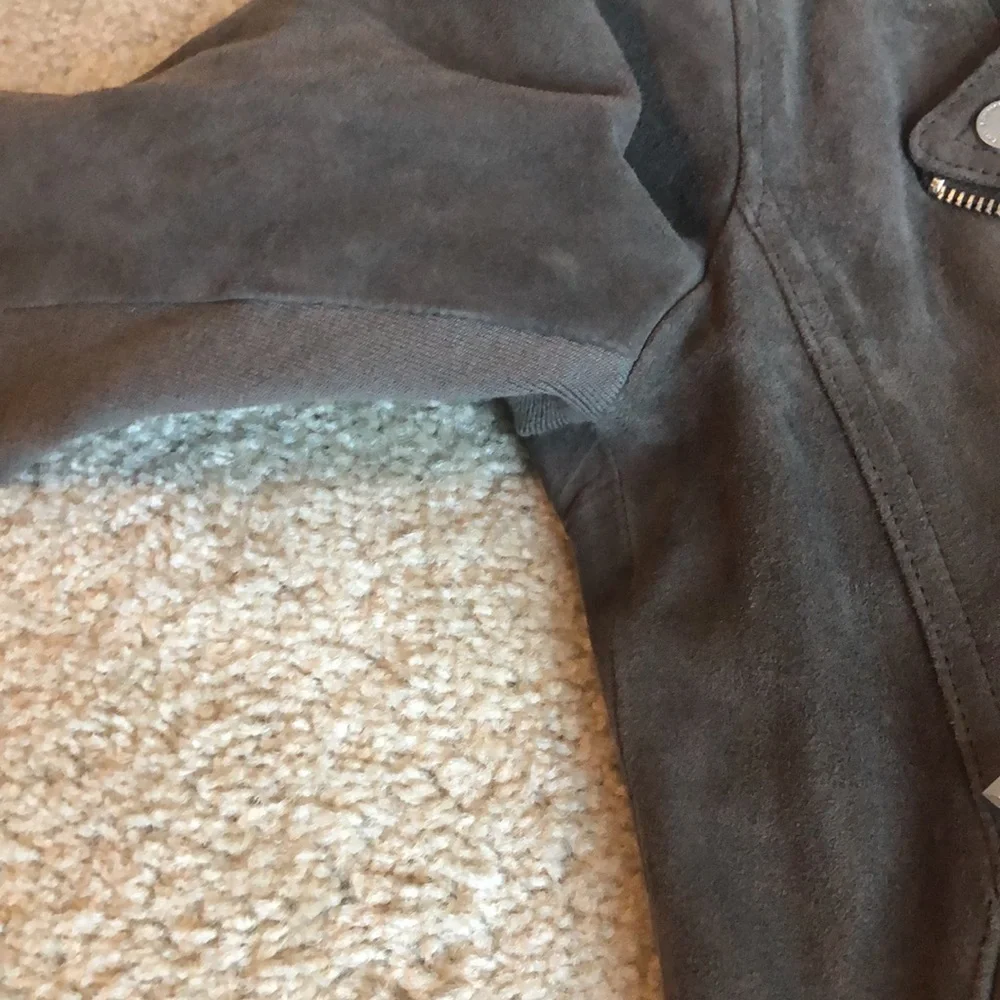 BCBG Maxazria Moto Zipper Leather Jacket slate Gray small - Picture 14 of 16
